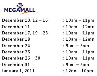dfa megamall operating hours